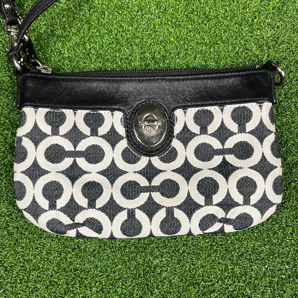 Coach Black White Monogram Mini Handbag